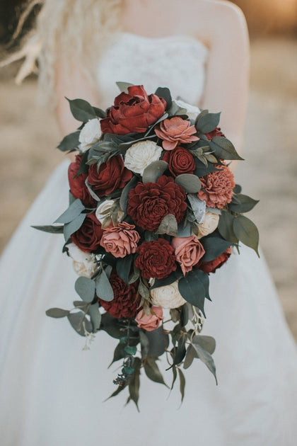 Crafting a Burgundy Bridal Bouquet with Wood Flowers – Sola-Flowers