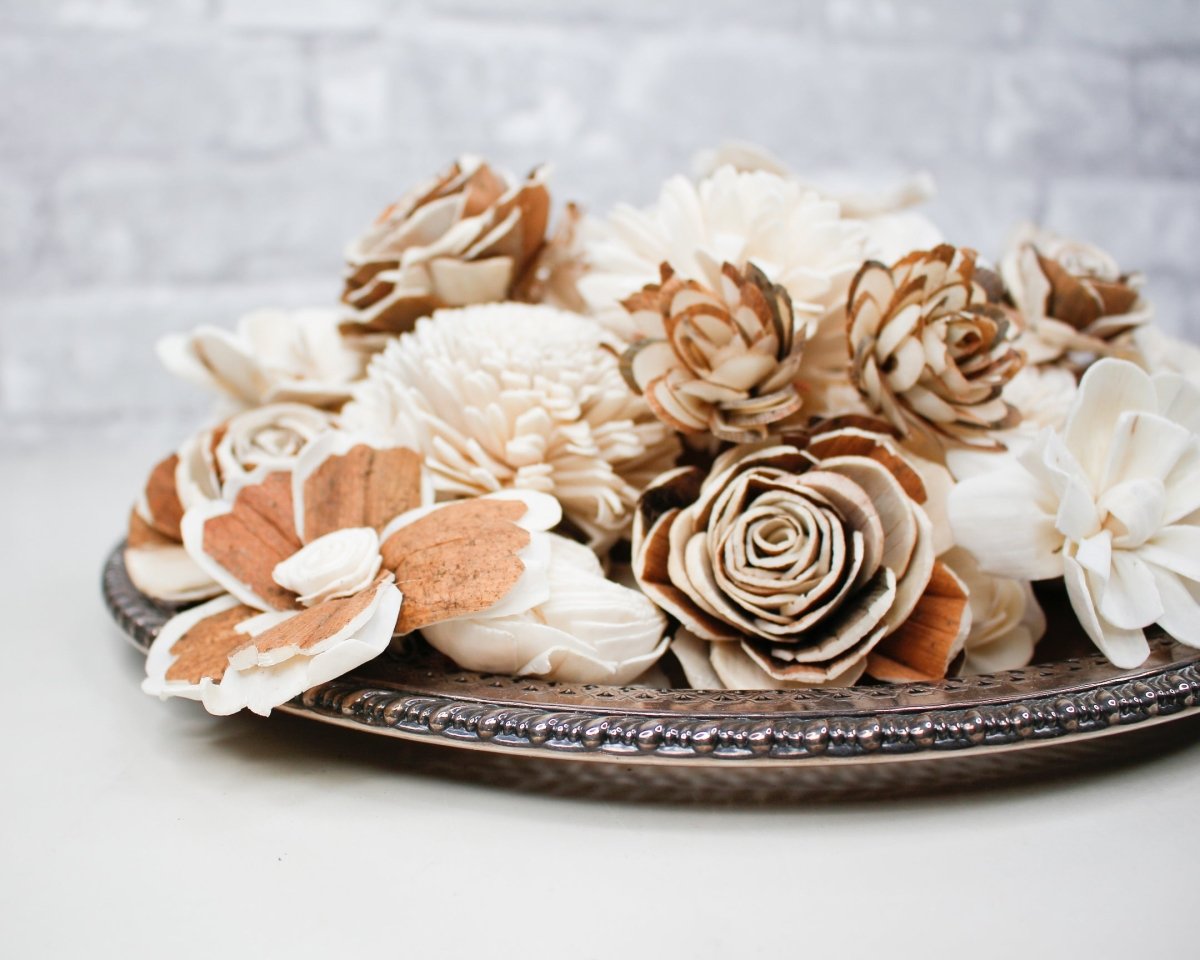 100 Random Assorted Wood Flowers – Sola-Flowers