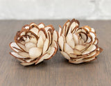 2" Almond w/ Mahogany Tips (10 Pack) - Sola Wood Flowers