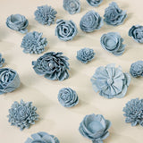 25 - Pack of Dusty Blue - Colored Mixed Flowers - Sola Wood Flowers