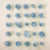 25 - Pack of Dusty Blue - Colored Mixed Flowers - Sola Wood Flowers