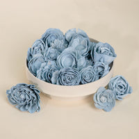25 - Pack of Dusty Blue - Colored Mixed Flowers - Sola Wood Flowers