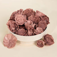 25 - Pack of Mauve - Colored Mixed Flowers - Sola Wood Flowers