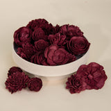 25 - Pack of Merlot - Colored Mixed Flowers - Sola Wood Flowers
