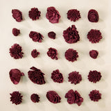 25 - Pack of Merlot - Colored Mixed Flowers - Sola Wood Flowers