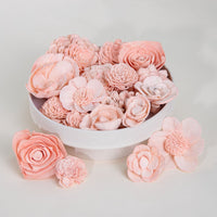 25 - Pack of Powder Pink - Colored Mixed Flowers - Sola Wood Flowers