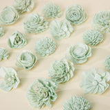 25 - Pack of Sage - Colored Mixed Flowers - Sola Wood Flowers