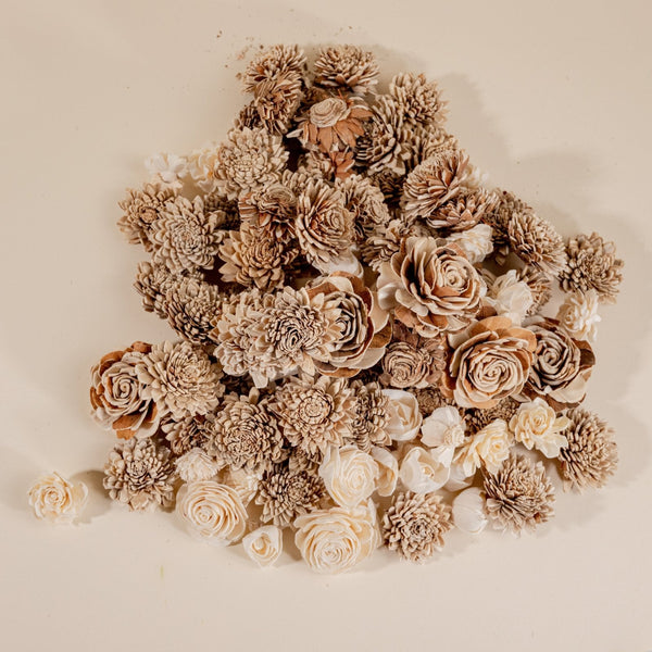 400 Random Assorted Wood Flowers – Sola Wood Flowers