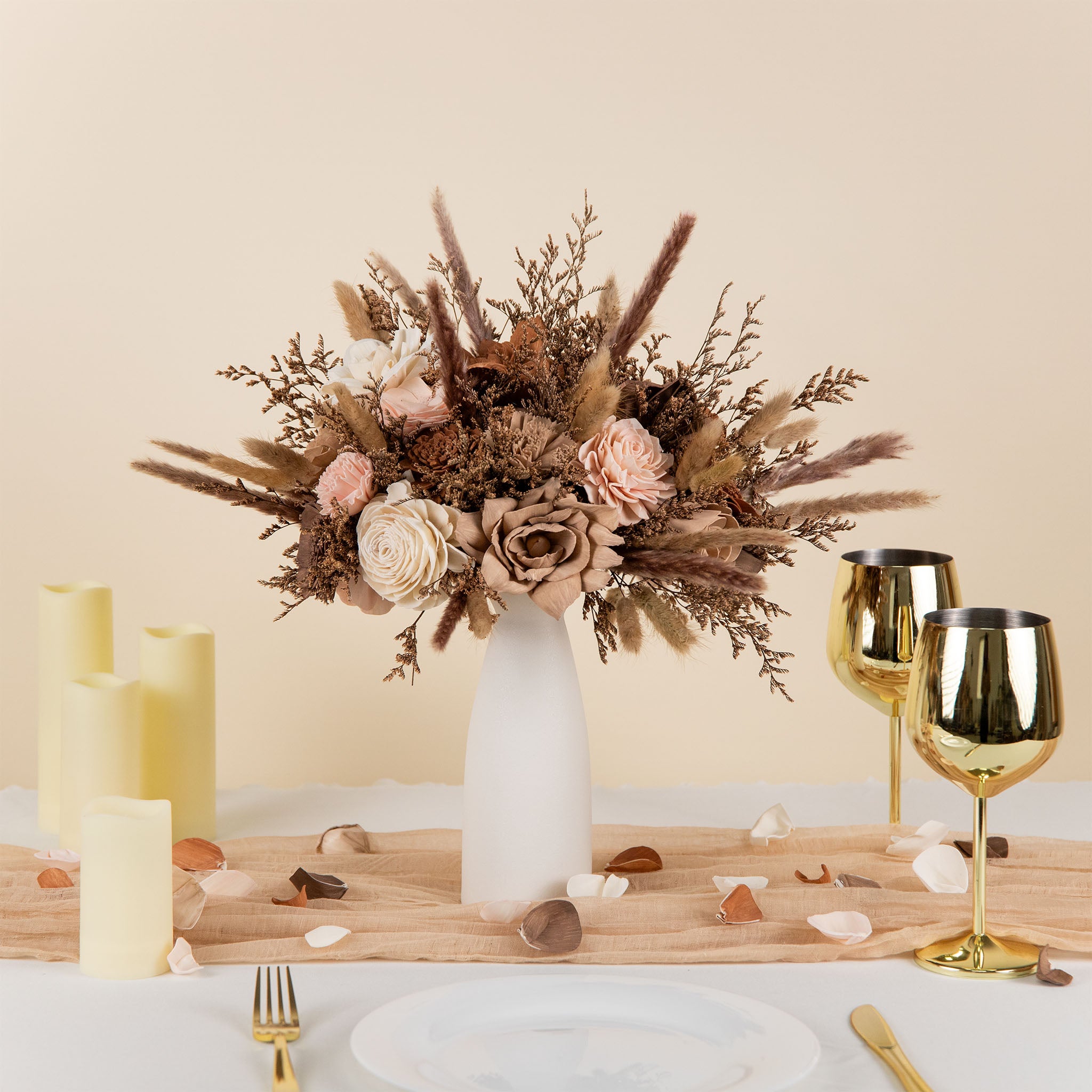 Luxe Amber Vase Centerpiece – Sola Wood Flowers