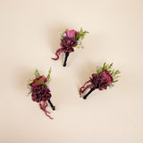 Dark & Moody Boutonniere (Set of 3)