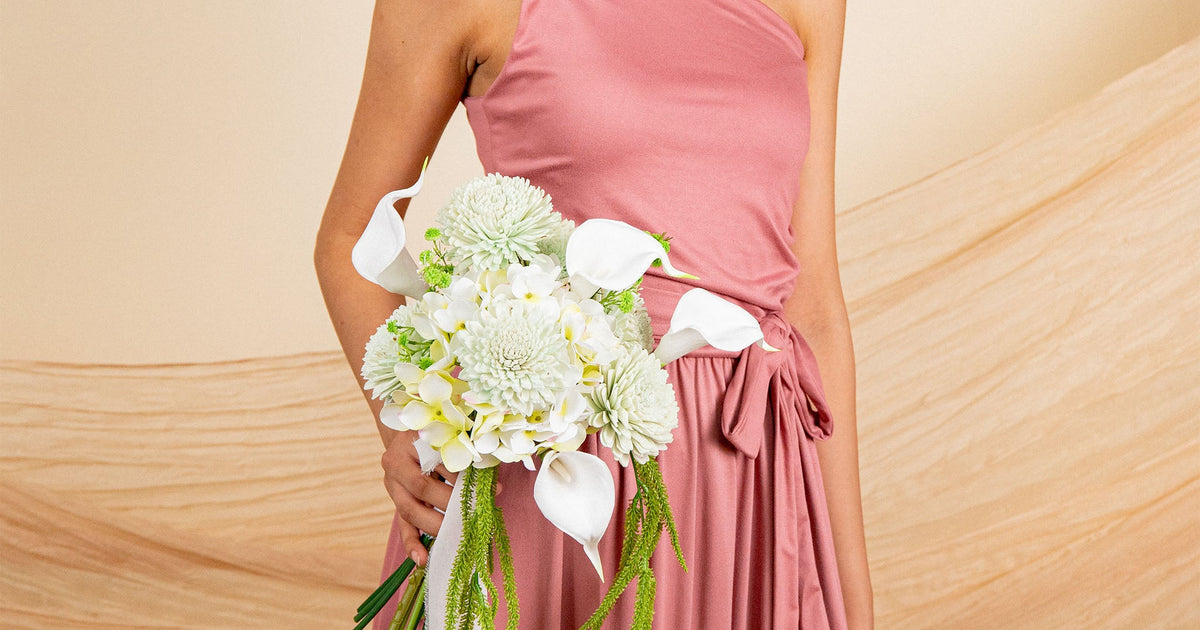 old money bridesmaid dresses Bouquet BIFM Mall of America® - color:Ocean Blue 4=handle1=160cm Media Unit=frances-woven-rattan-160cm-3-drawer-tv-unit-black Satin with flowers arranged in