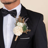 Silver Sage Groom's Boutonniere
