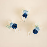 Blue Snow Boutonniere (Set of 3)