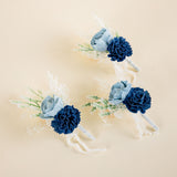 Blue Snow Boutonniere (Set of 3)