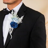 Blue Snow Boutonniere (Set of 3)