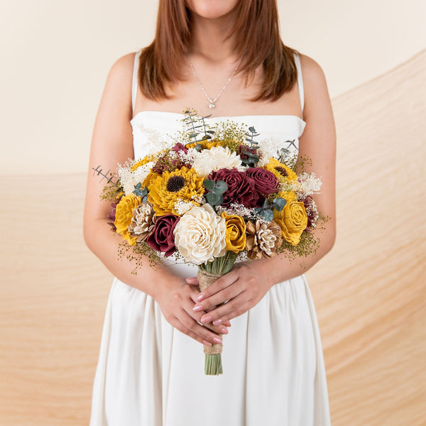 strapless open back dress Sunflower Daze Bridal Bouquet – Sola Wood Flowers