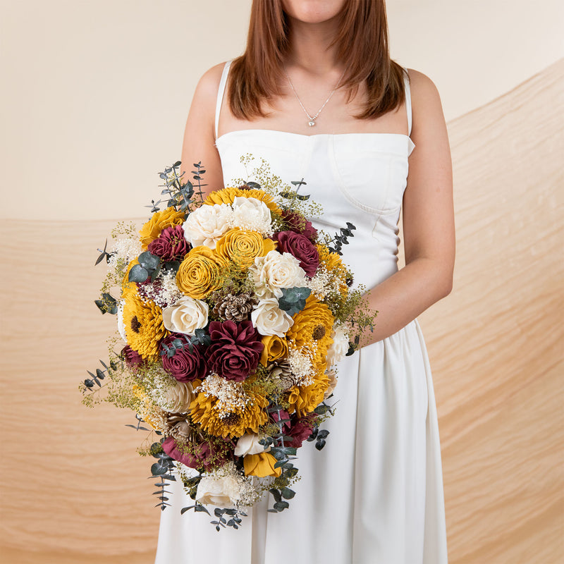 Sunflower Daze wedding theme in bright yellow, terracotta and wheat