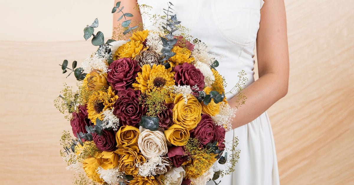 burgundy bridesmaid dresses with sunflower bouquets Tricorn Collection #2021191
