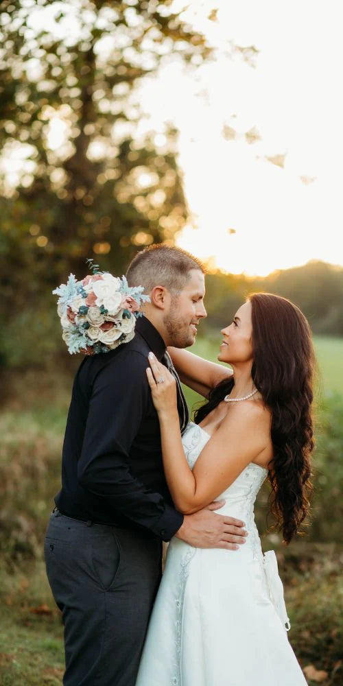 Real bride photo of her Sola Wood Flowers sampler