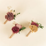 Vintage Vineyard Boutonniere (Set of 3)