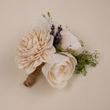 All Natural Groom's Boutonniere - Sola Wood Flowers