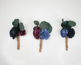 Black Forest Boutonniere (Set of 3) - Sola Wood Flowers