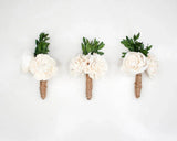 Boxwood Boutonniere (Set Of 3) - Sola Wood Flowers