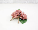 Cinder Rose Boutonniere (Set of 3) - Sola Wood Flowers