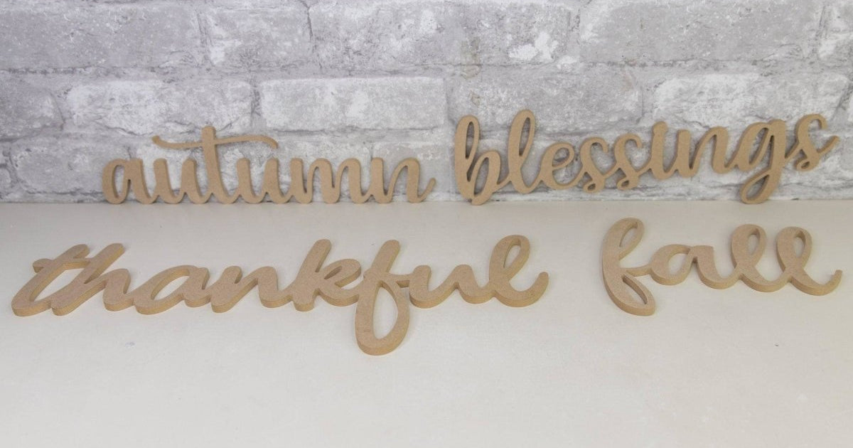 Fall Cursive Word Cutouts – Sola Wood Flowers