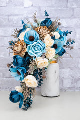 Hint Of Sapphire Cascade Bouquet - Sola Wood Flowers