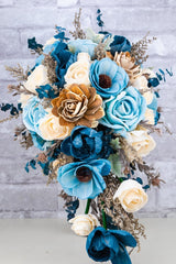 Hint Of Sapphire Cascade Bouquet - Sola Wood Flowers