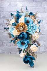 Hint Of Sapphire Cascade Bouquet - Sola Wood Flowers