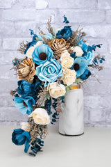 Hint Of Sapphire Cascade Bouquet - Sola Wood Flowers