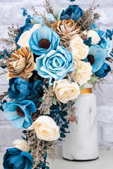 Hint Of Sapphire Cascade Bouquet - Sola Wood Flowers