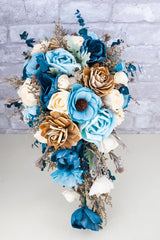 Hint Of Sapphire Cascade Bouquet - Sola Wood Flowers