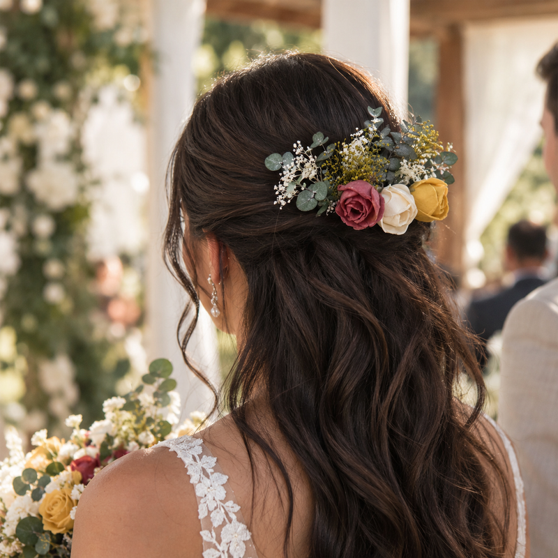 Loretta theme Sola wood flowers at a real wedding: aisle markers