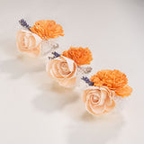 Peach Dawn Boutonniere (Set Of 3) - Sola Wood Flowers