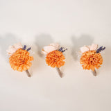Peach Dawn Boutonniere (Set Of 3) - Sola Wood Flowers