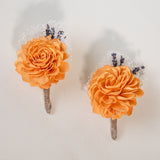 Peach Dawn Father's Boutonniere (Set of 2) - Sola Wood Flowers