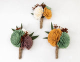 Rustic Chic Boutonniere (Set of 3) - Sola Wood Flowers