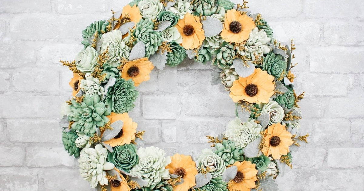 succulent wreath kit Sunflower and Succulent Wreath Craft Kit