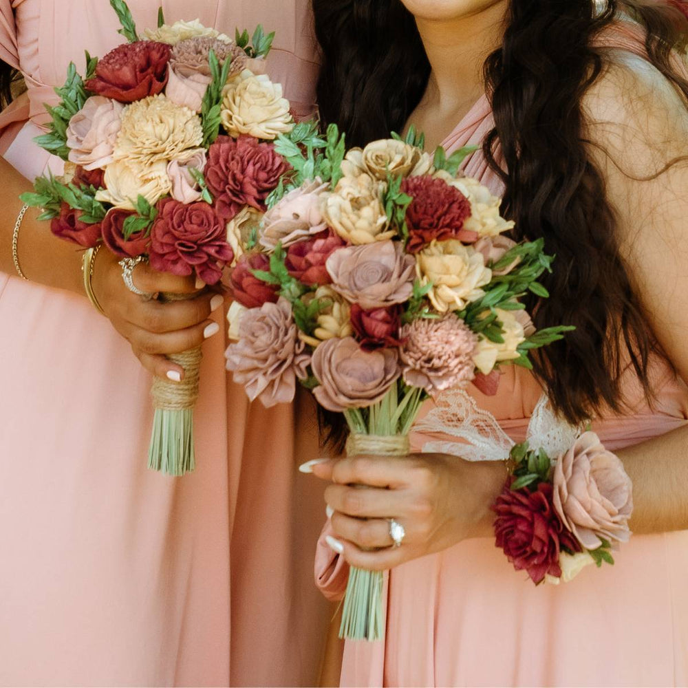 Vintage Vineyard Bridesmaid Bouquet - Sola Wood Flowers