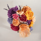 Wild Style Peach Dawn Bridesmaid Bouquet - Sola Wood Flowers