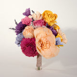Wild Style Peach Dawn Bridesmaid Bouquet - Sola Wood Flowers